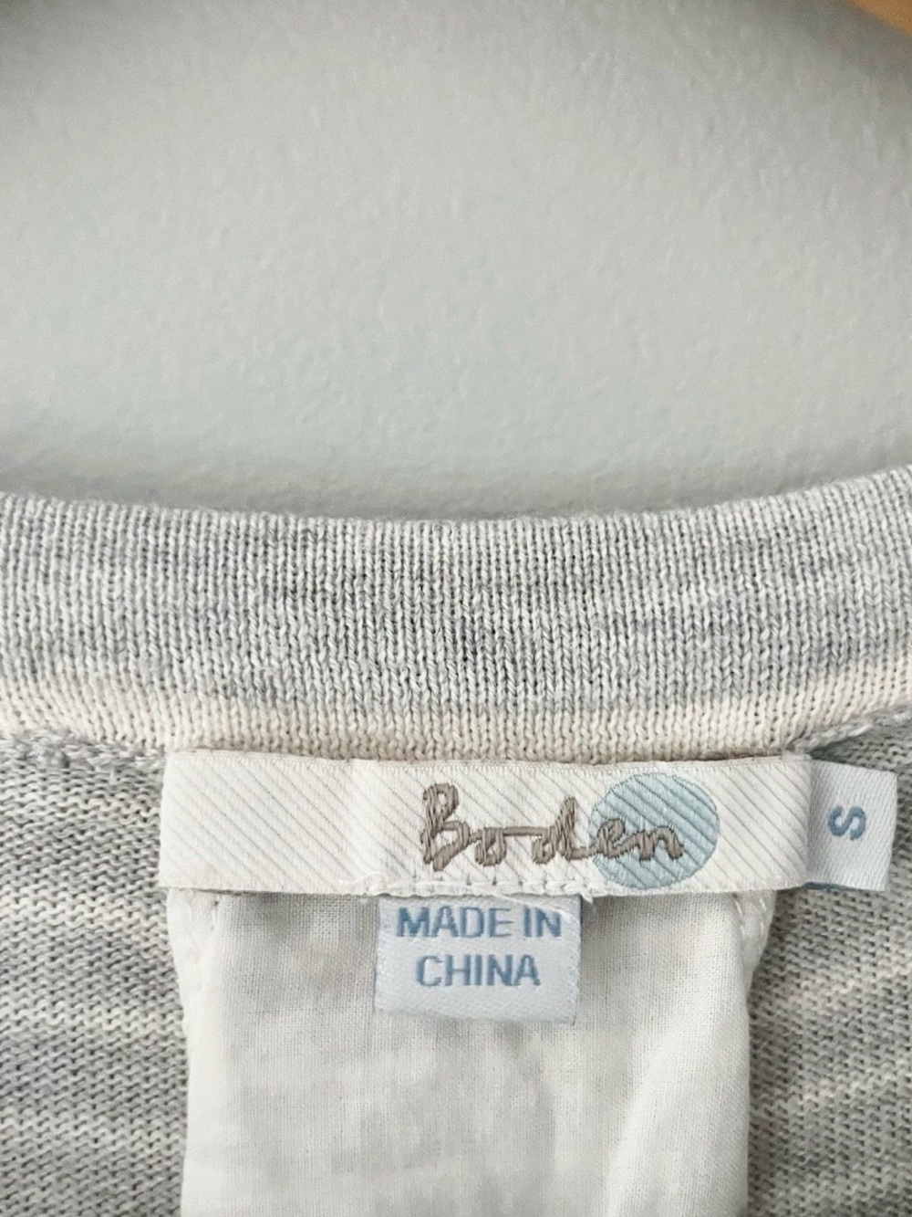 Boden Gray Stripe Split Back Lace Sweater Small Open Back Knit Top - Picture 7 of 7